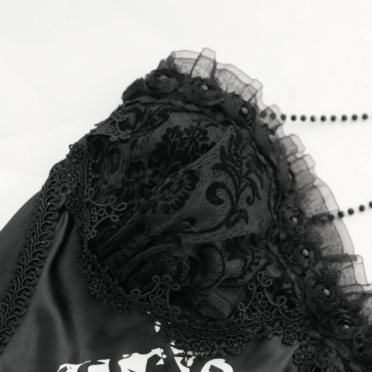Goth Halter Dress with Lace Overlay and Tulle Skirt - image 8