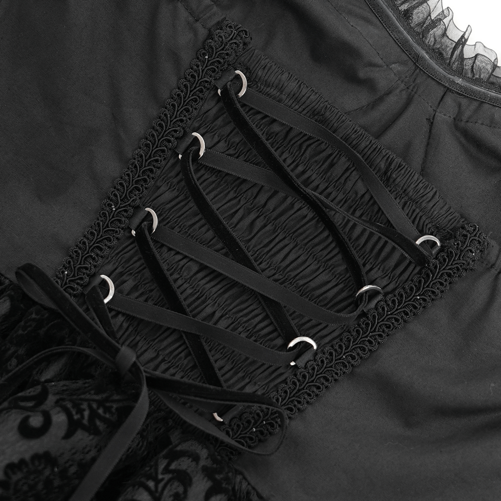 Goth Halter Dress with Lace Overlay and Tulle Skirt - image 10