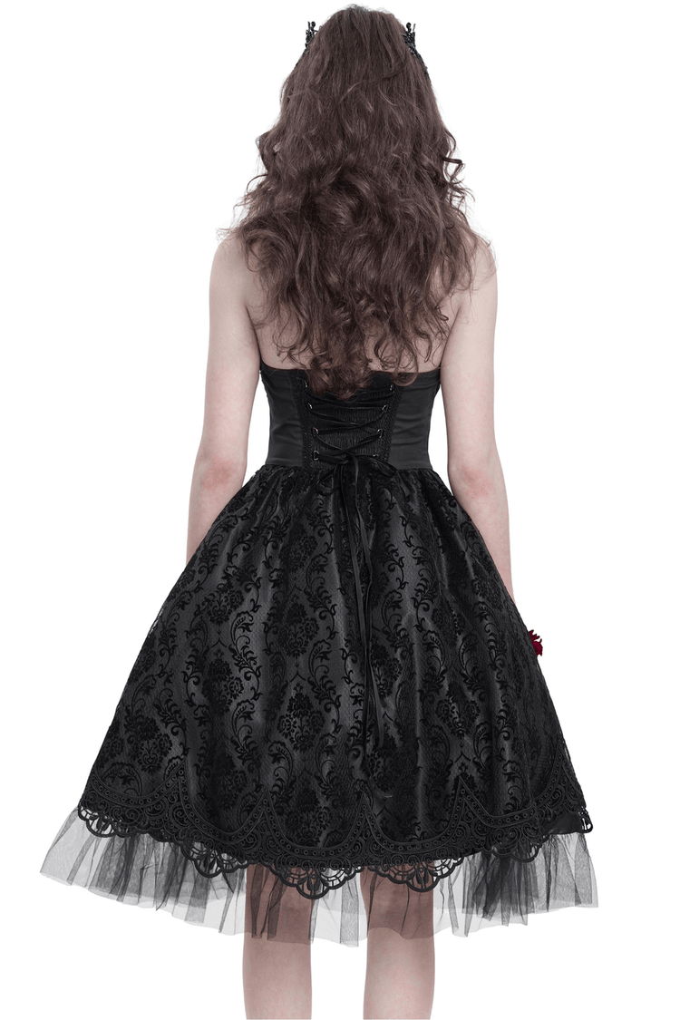Goth Halter Dress with Lace Overlay and Tulle Skirt - image 2