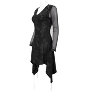 Goth Punk Drawstring Decoration V-neck Printed Asymmetrical Dress - image 4