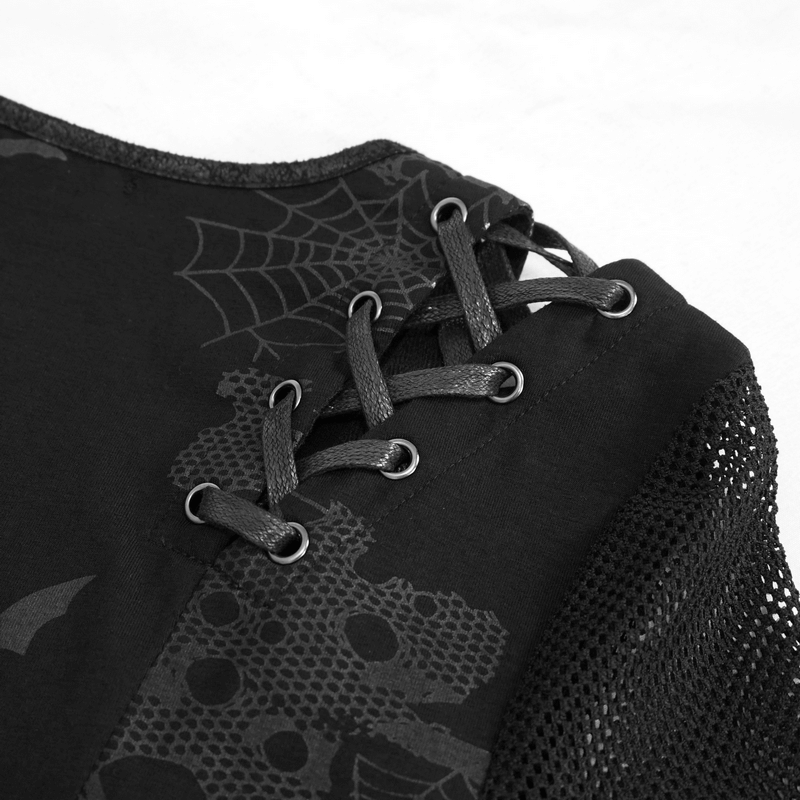 Goth Punk Drawstring Decoration V-neck Printed Asymmetrical Dress - image 9
