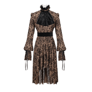 Gothic Asymmetry Hem Long Dress / Fashion Long Sleeves Lace Dress - image 3