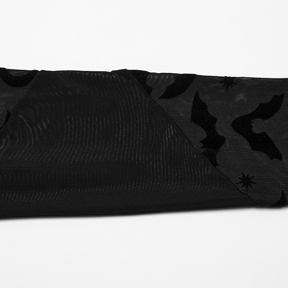 Gothic Black Bat Mesh Dress with Ruffled Hem and Sleeves - image 10