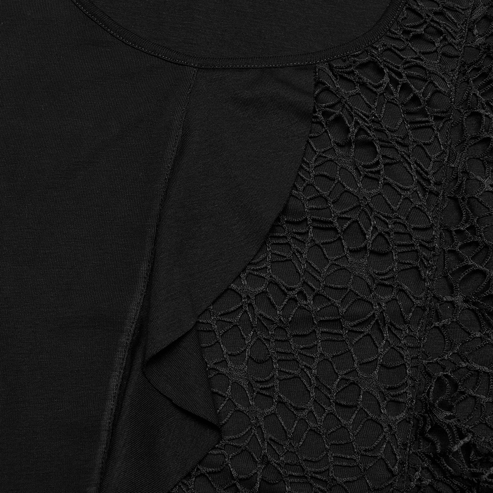 Gothic Black Bat Mesh Dress with Ruffled Hem and Sleeves - image 8