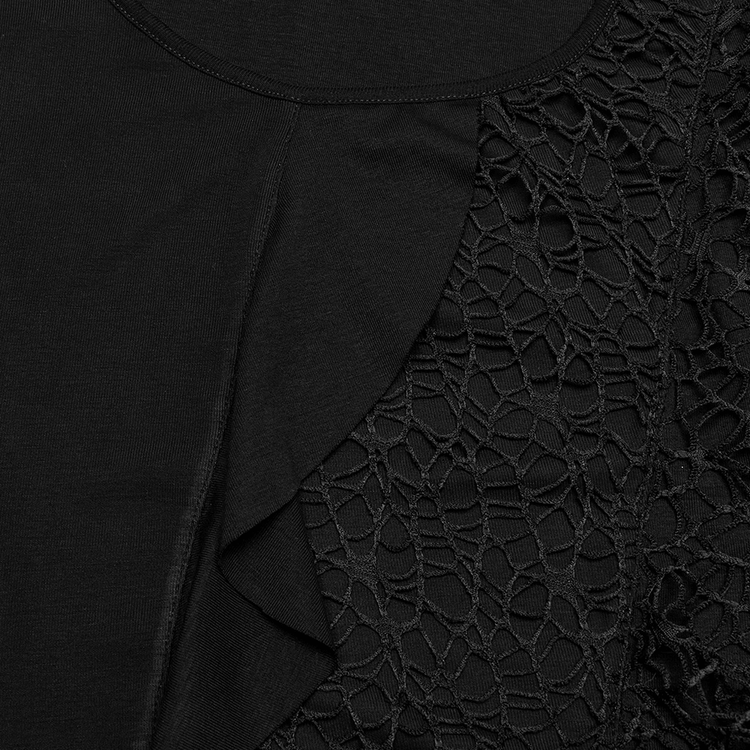 Gothic Black Bat Mesh Dress with Ruffled Hem and Sleeves - image 8