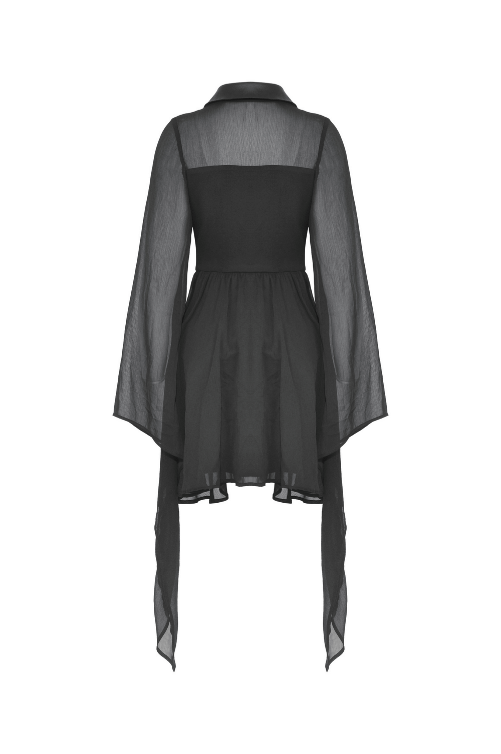 Gothic Black Dress With Lace-Up Detail And Flowy Sleeves - image 5