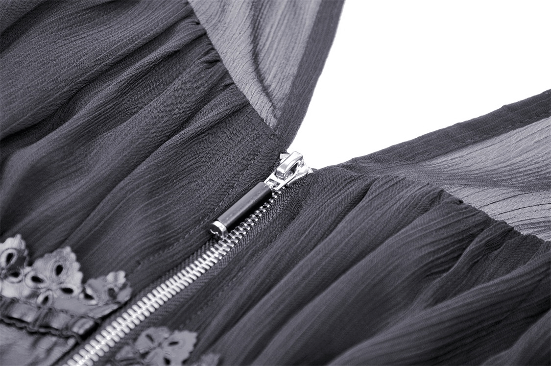 Gothic Black Dress With Lace-Up Detail And Flowy Sleeves - image 7