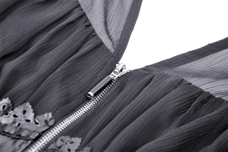 Gothic Black Dress With Lace-Up Detail And Flowy Sleeves - image 7