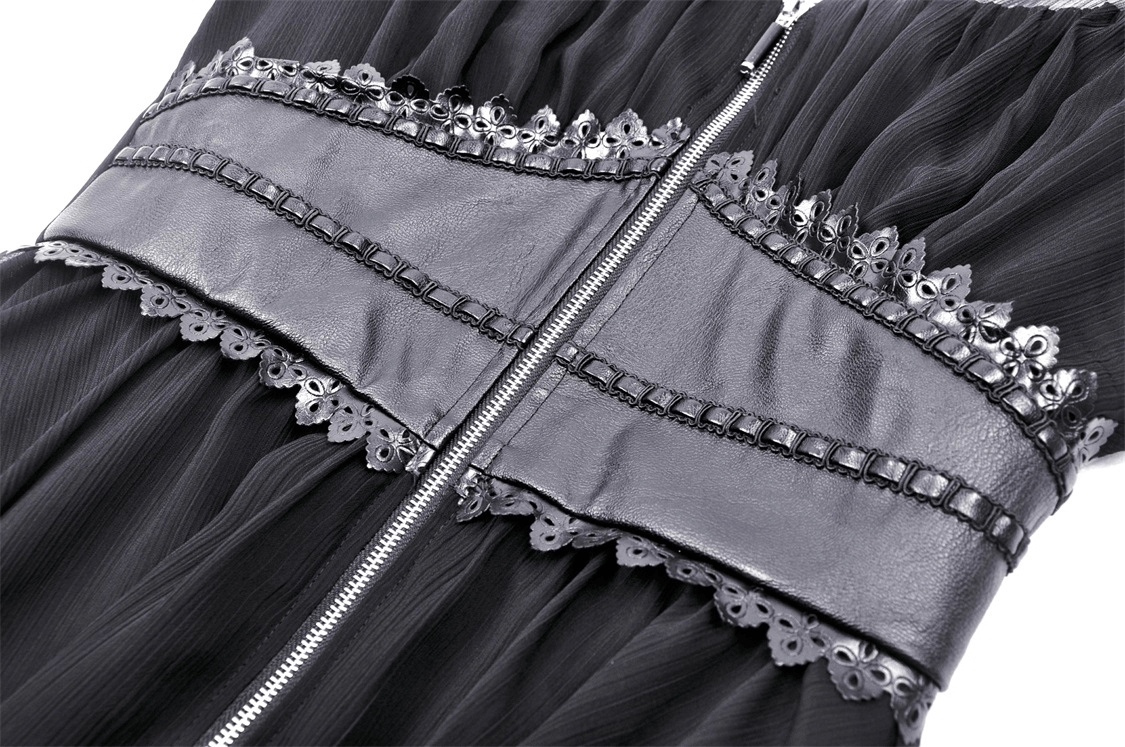Gothic Black Dress With Lace-Up Detail And Flowy Sleeves - image 8