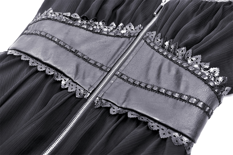 Gothic Black Dress With Lace-Up Detail And Flowy Sleeves - image 8