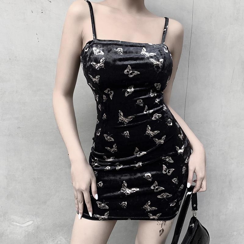 Gothic Black Dress Women Strap Backless Off Shoulder Female in Alternative Fashion - image 7