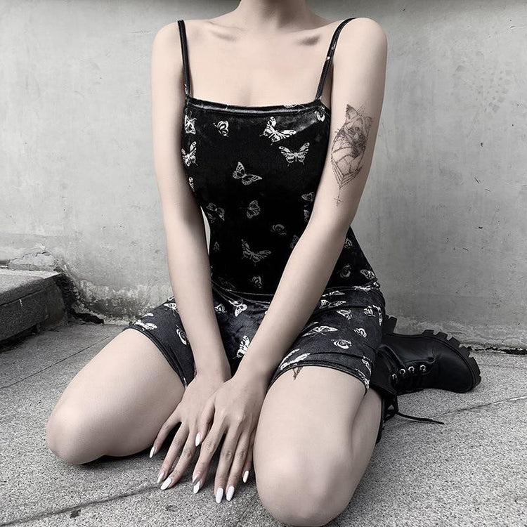 Gothic Black Dress Women Strap Backless Off Shoulder Female in Alternative Fashion - image 8