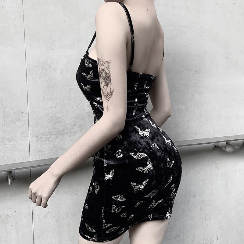 Gothic Black Dress Women Strap Backless Off Shoulder Female in Alternative Fashion - image 9