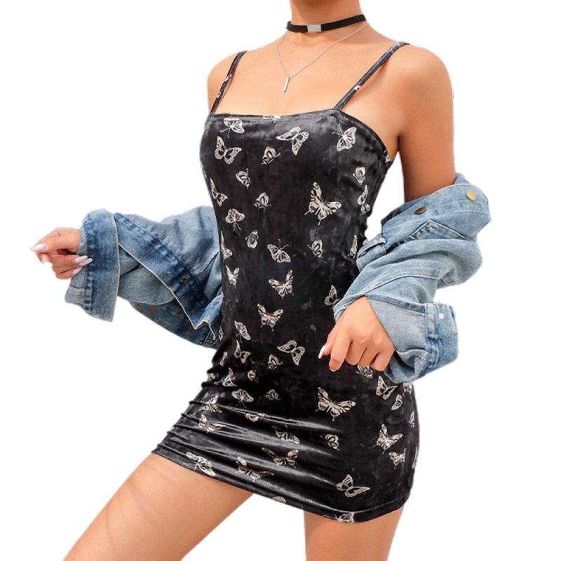 Gothic Black Dress Women Strap Backless Off Shoulder Female in Alternative Fashion - image 1