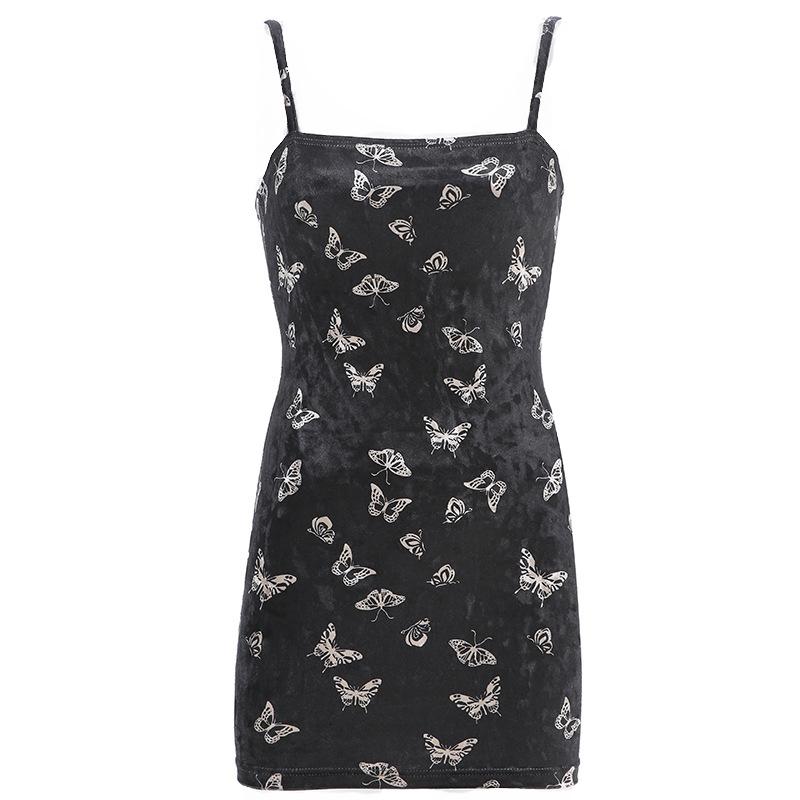 Gothic Black Dress Women Strap Backless Off Shoulder Female in Alternative Fashion - image 2
