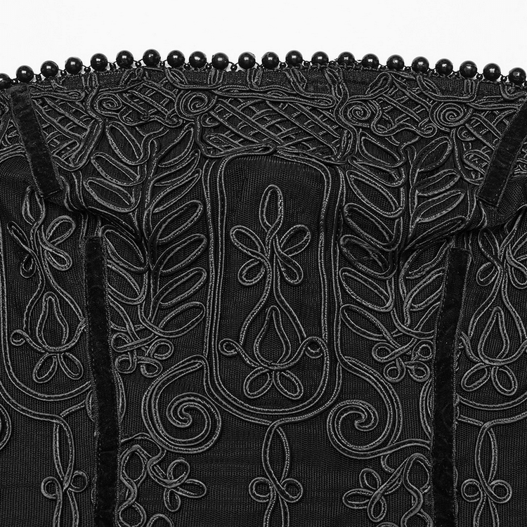 Gothic Black Floral Mesh Dress with Chiffon Layers - image 7
