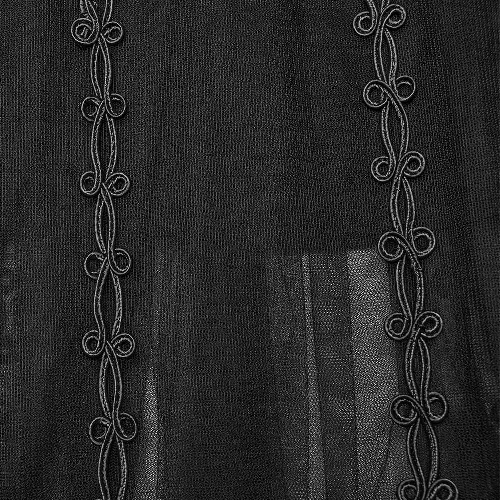 Gothic Black Floral Mesh Dress with Chiffon Layers - image 8