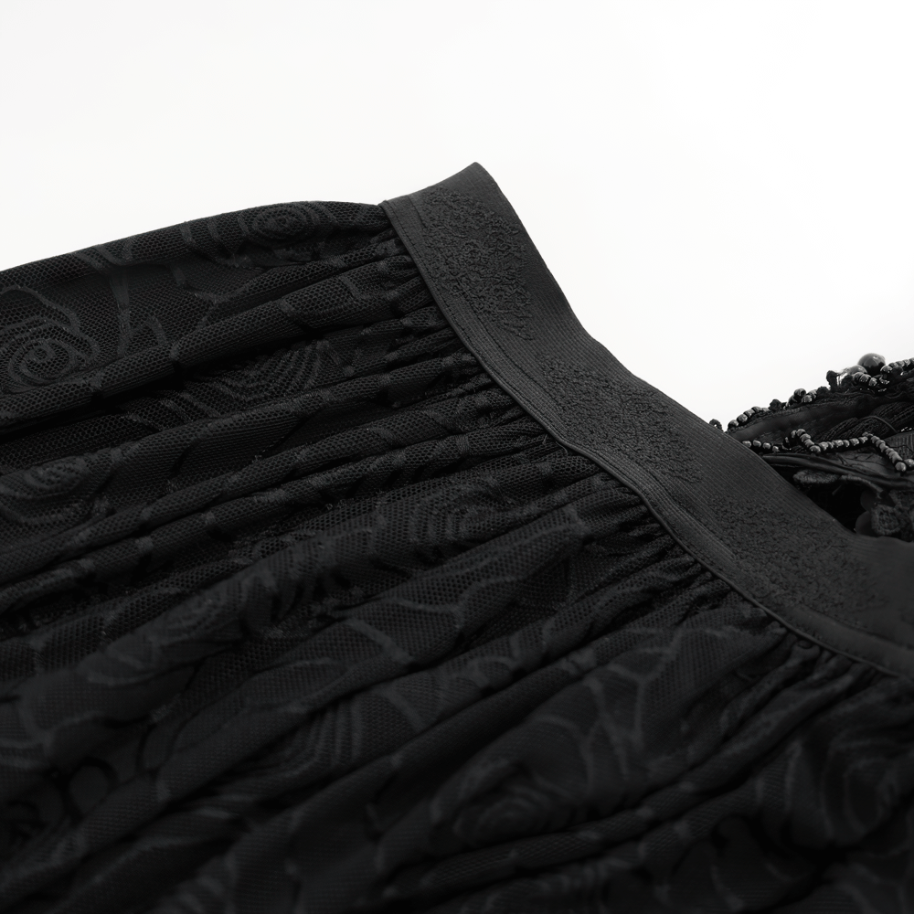 Gothic Black Lace and Rose Corset Dress with Flowing Skirt - image 10