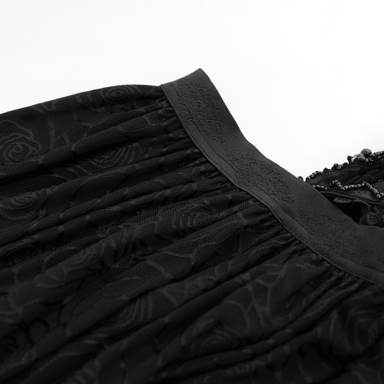 Gothic Black Lace and Rose Corset Dress with Flowing Skirt - image 10