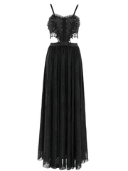 Gothic Black Lace and Rose Corset Dress with Flowing Skirt - image 3