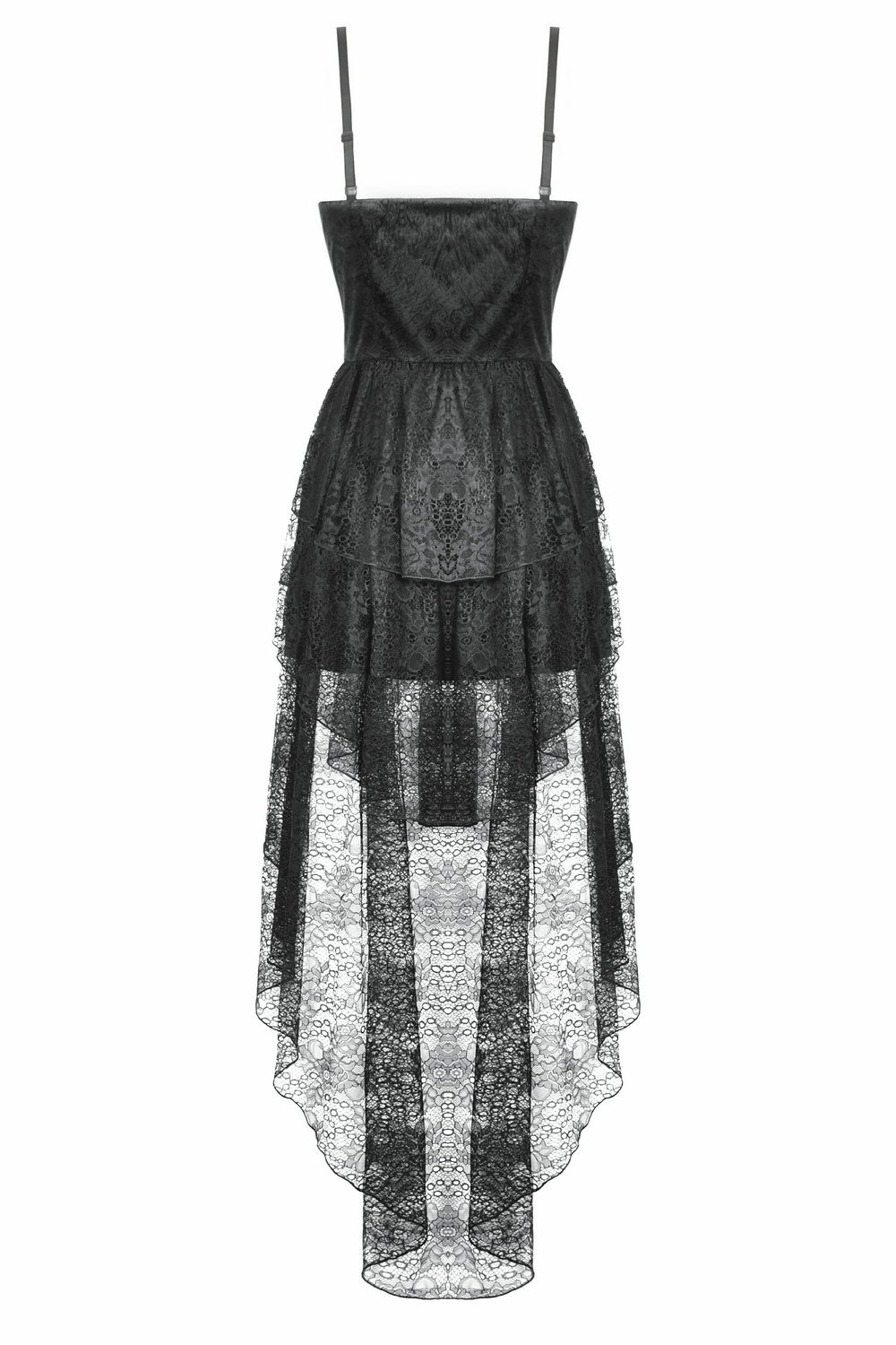 Gothic Black Lace Dress with Corset Bodice and Tiers - image 5