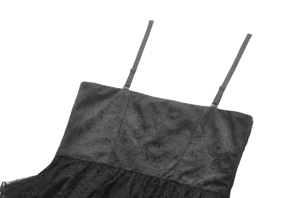 Gothic Black Lace Dress with Corset Bodice and Tiers - image 7