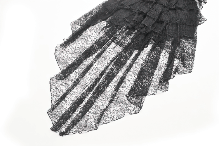 Gothic Black Lace Dress with Corset Bodice and Tiers - image 8