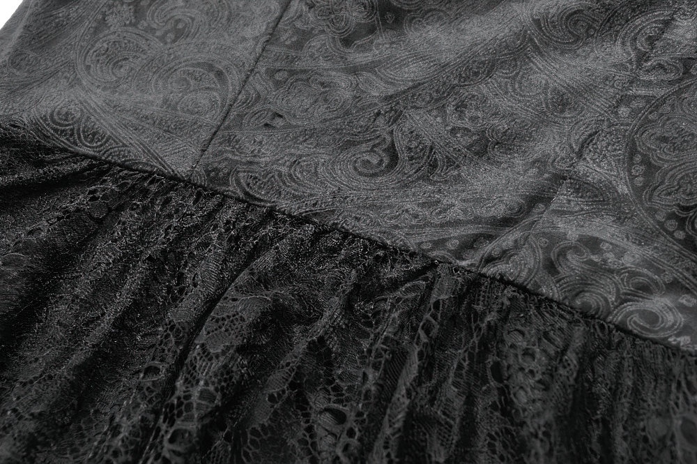 Gothic Black Lace Dress with Corset Bodice and Tiers - image 9
