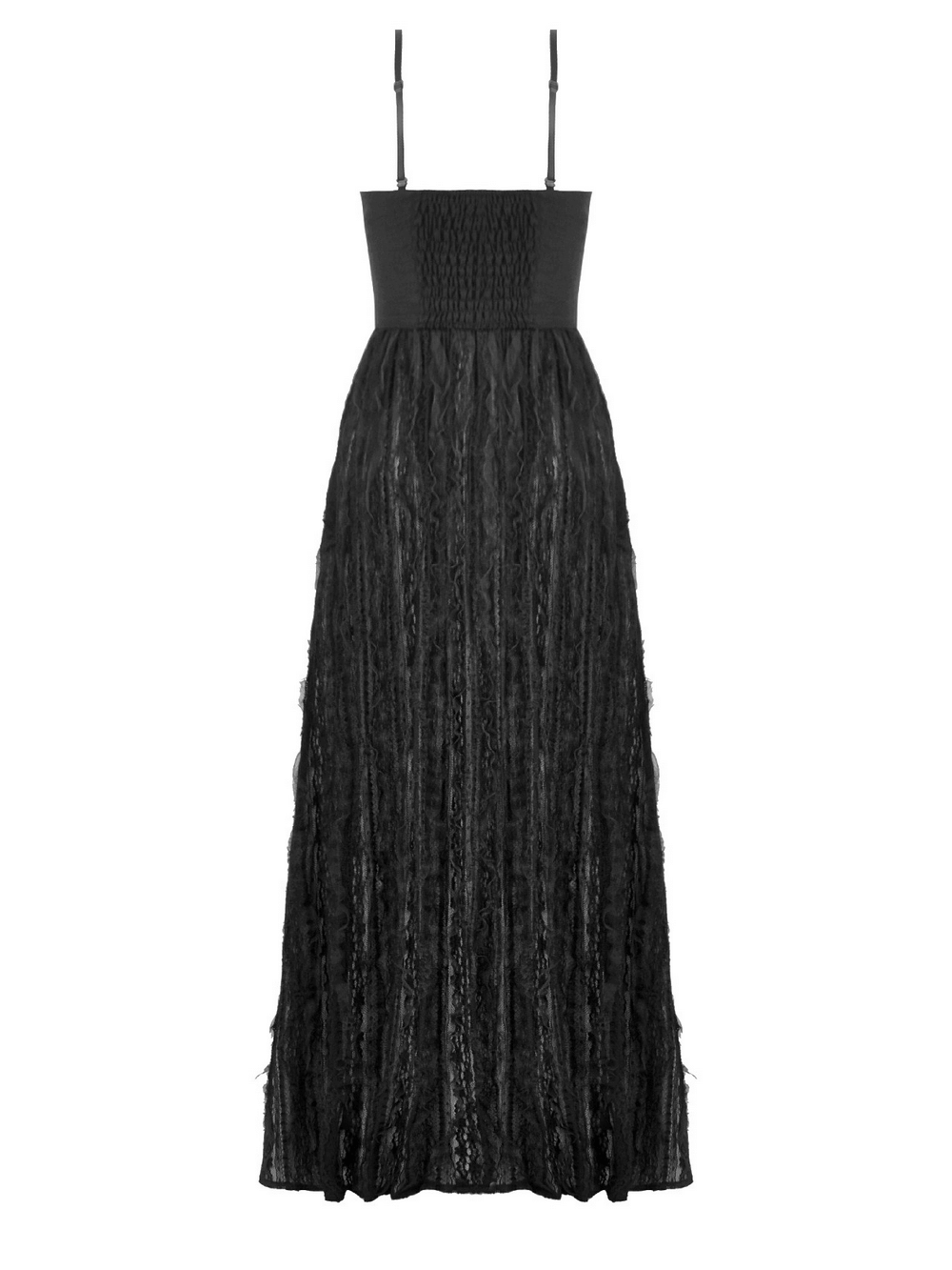 Gothic Black Lace Maxi Dress with Split Panels - image 5