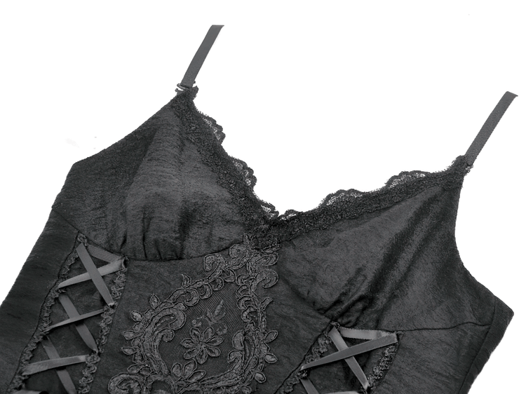 Gothic Black Lace Maxi Dress with Split Panels - image 6