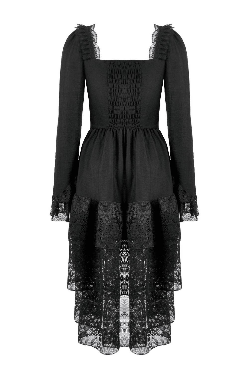 Gothic Black Lace Medieval Dress with Corset Detail - image 5
