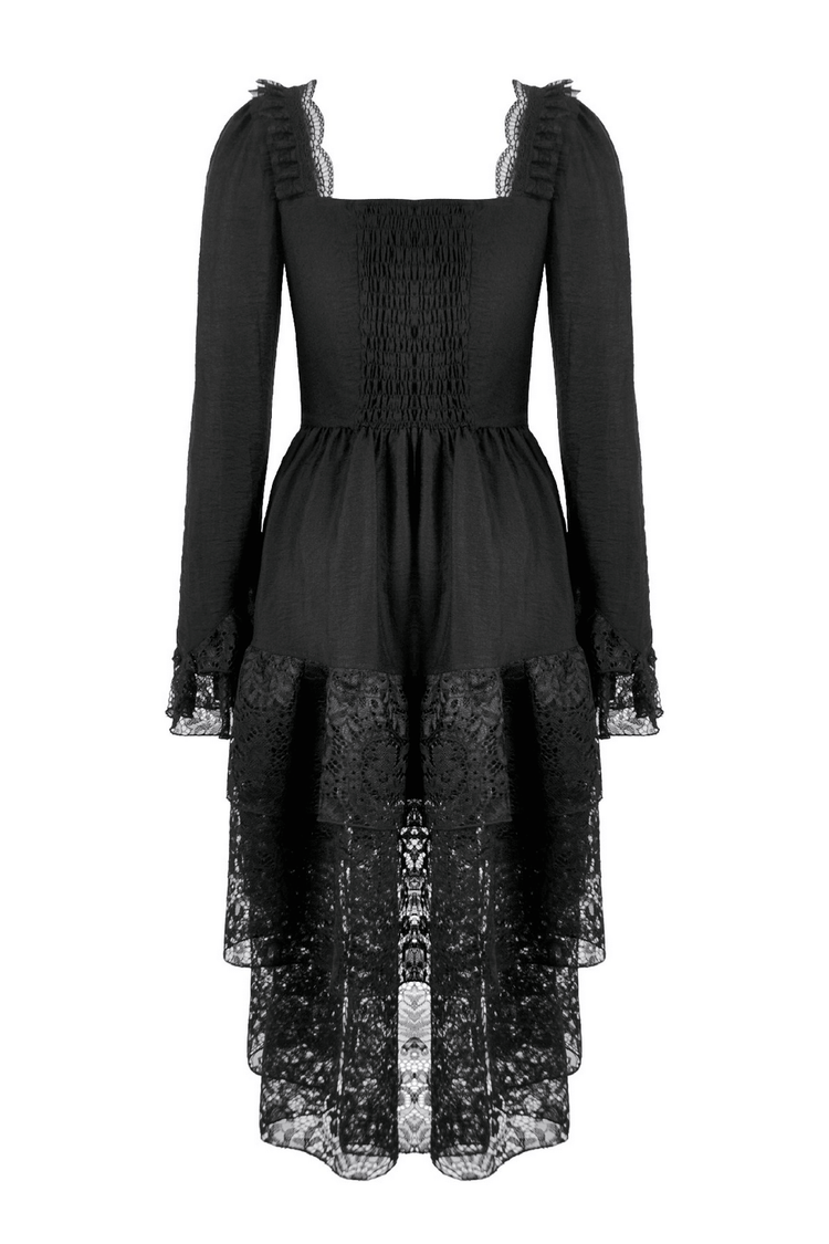 Gothic Black Lace Medieval Dress with Corset Detail - image 5