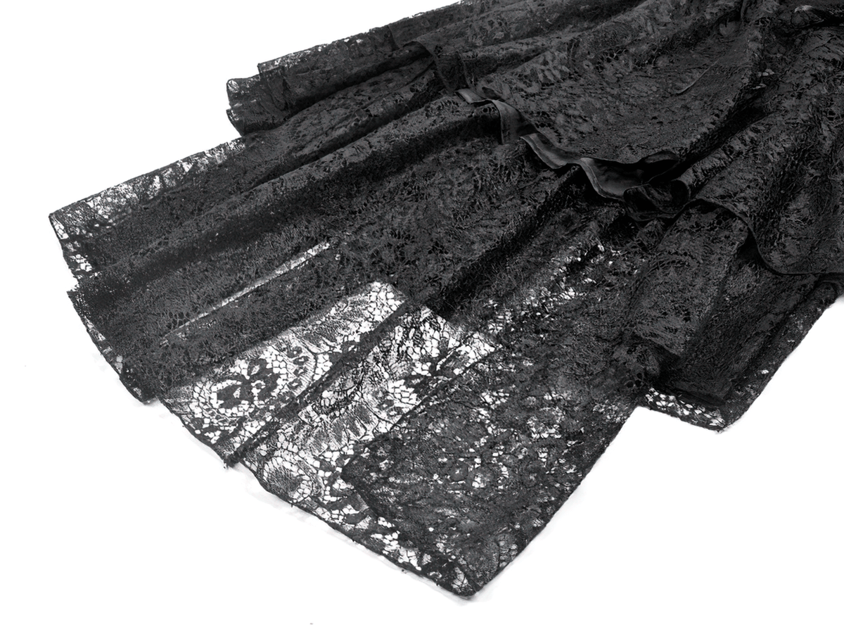 Gothic Black Lace Medieval Dress with Corset Detail - image 8