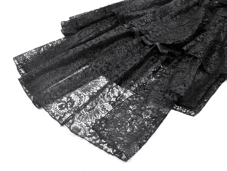 Gothic Black Lace Medieval Dress with Corset Detail - image 8