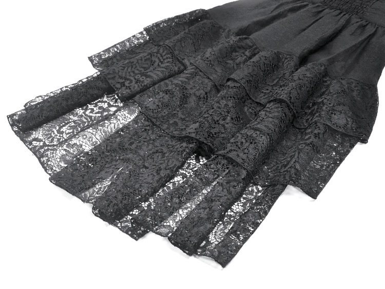 Gothic Black Lace Medieval Dress with Corset Detail - image 11