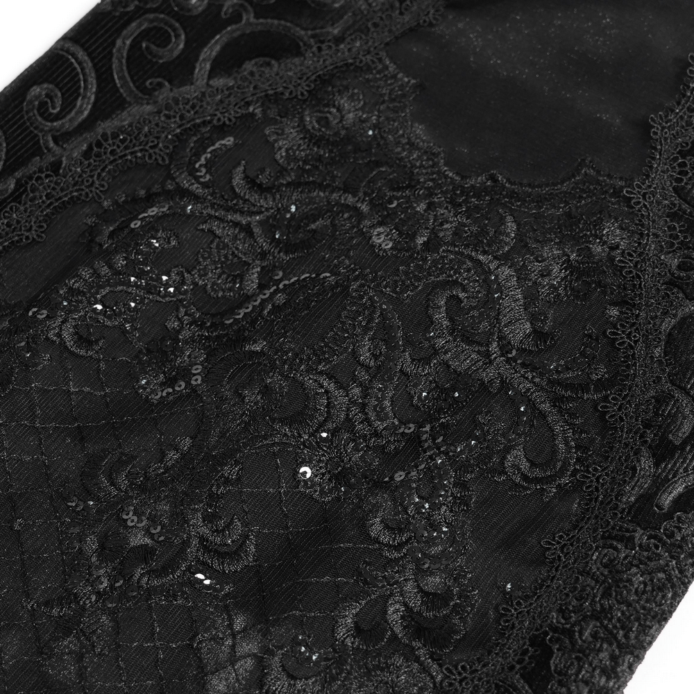 Gothic Black Lace Off-Shoulder Dress with Ruffles and Beads - image 16