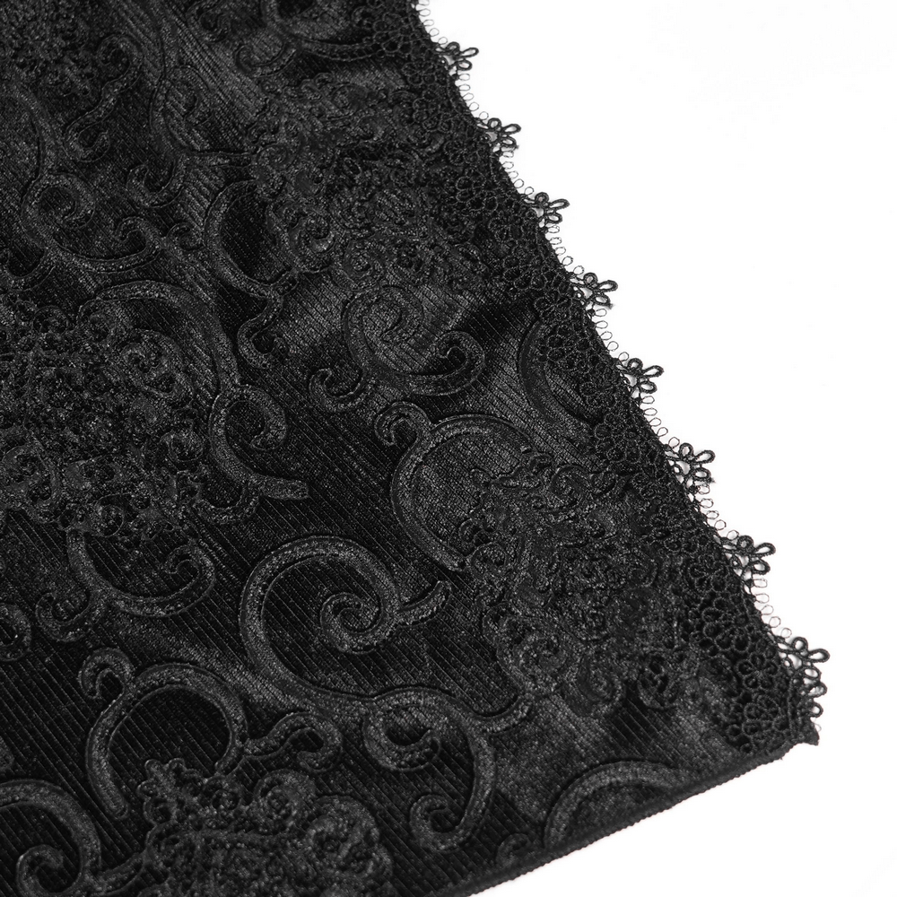 Gothic Black Lace Off-Shoulder Dress with Ruffles and Beads - image 12