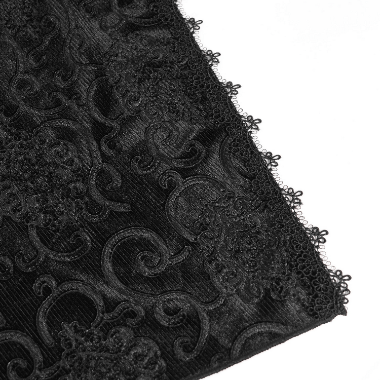 Gothic Black Lace Off-Shoulder Dress with Ruffles and Beads - image 12
