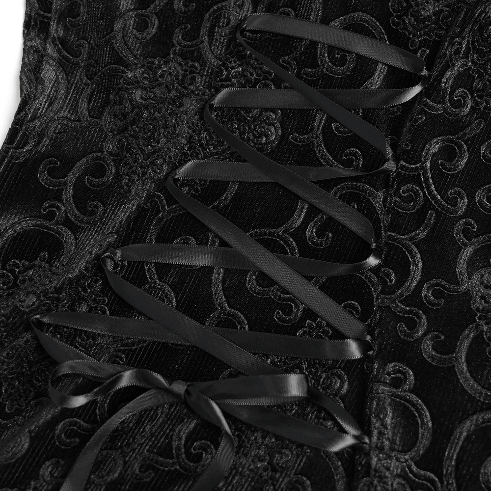 Gothic Black Lace Off-Shoulder Dress with Ruffles and Beads - image 13