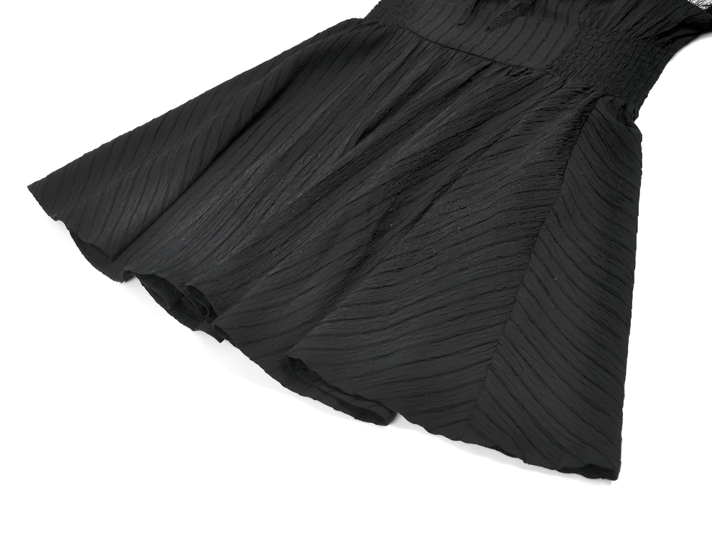 Gothic Black Lace Puff Sleeve Dress with Cross Pendant - image 8