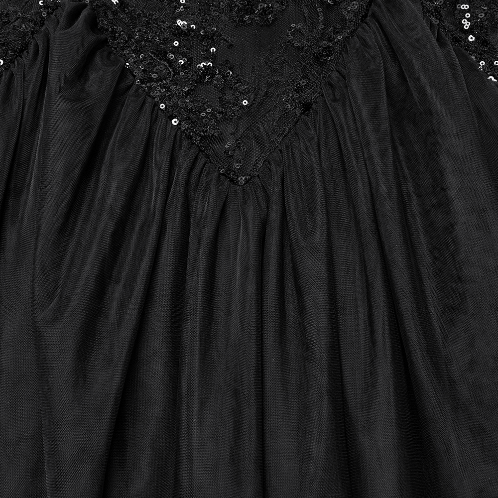 Gothic Black Lace Strapless Maxi Dress with Sequins - image 8