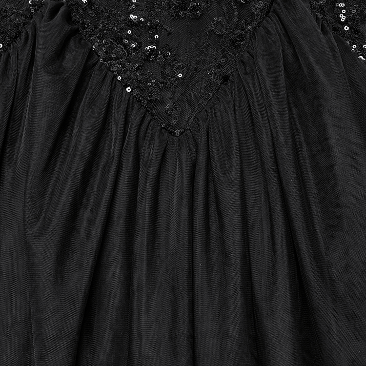 Gothic Black Lace Strapless Maxi Dress with Sequins - image 8