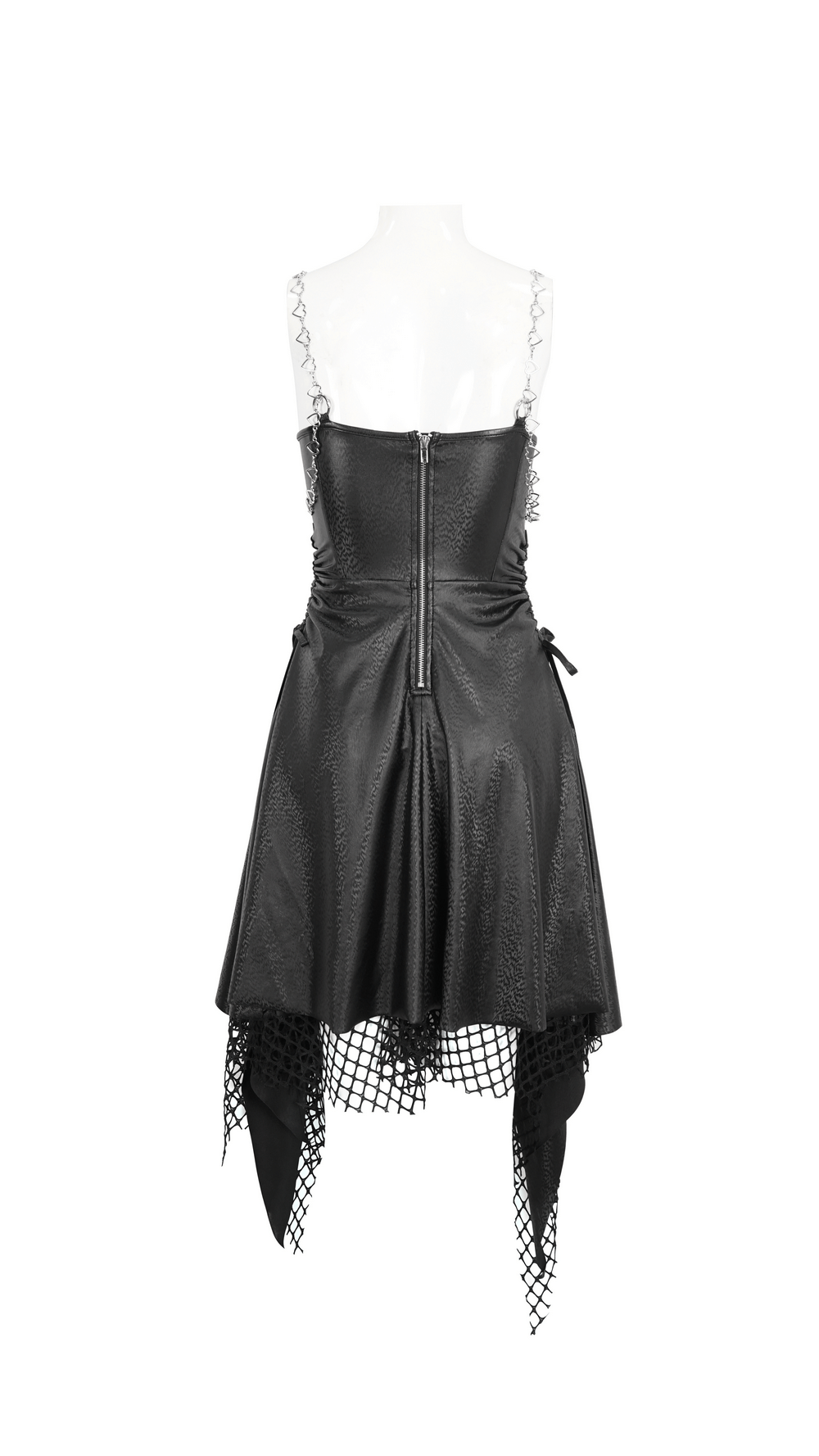 Gothic Black Lace-Up Corset Dress with Fishnet Detail - image 5