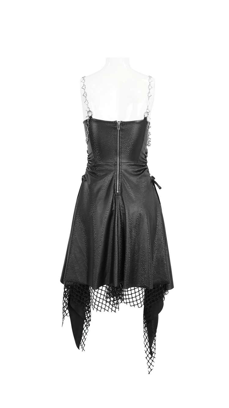 Gothic Black Lace-Up Corset Dress with Fishnet Detail - image 5