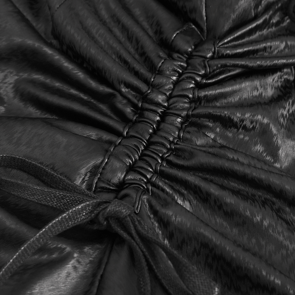 Gothic Black Lace-Up Corset Dress with Fishnet Detail - image 11