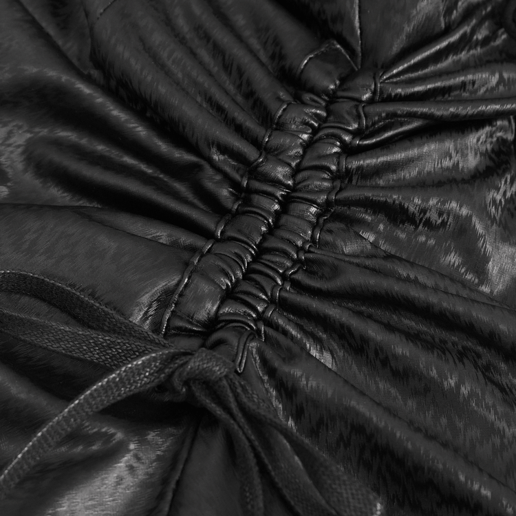 Gothic Black Lace-Up Corset Dress with Fishnet Detail - image 11
