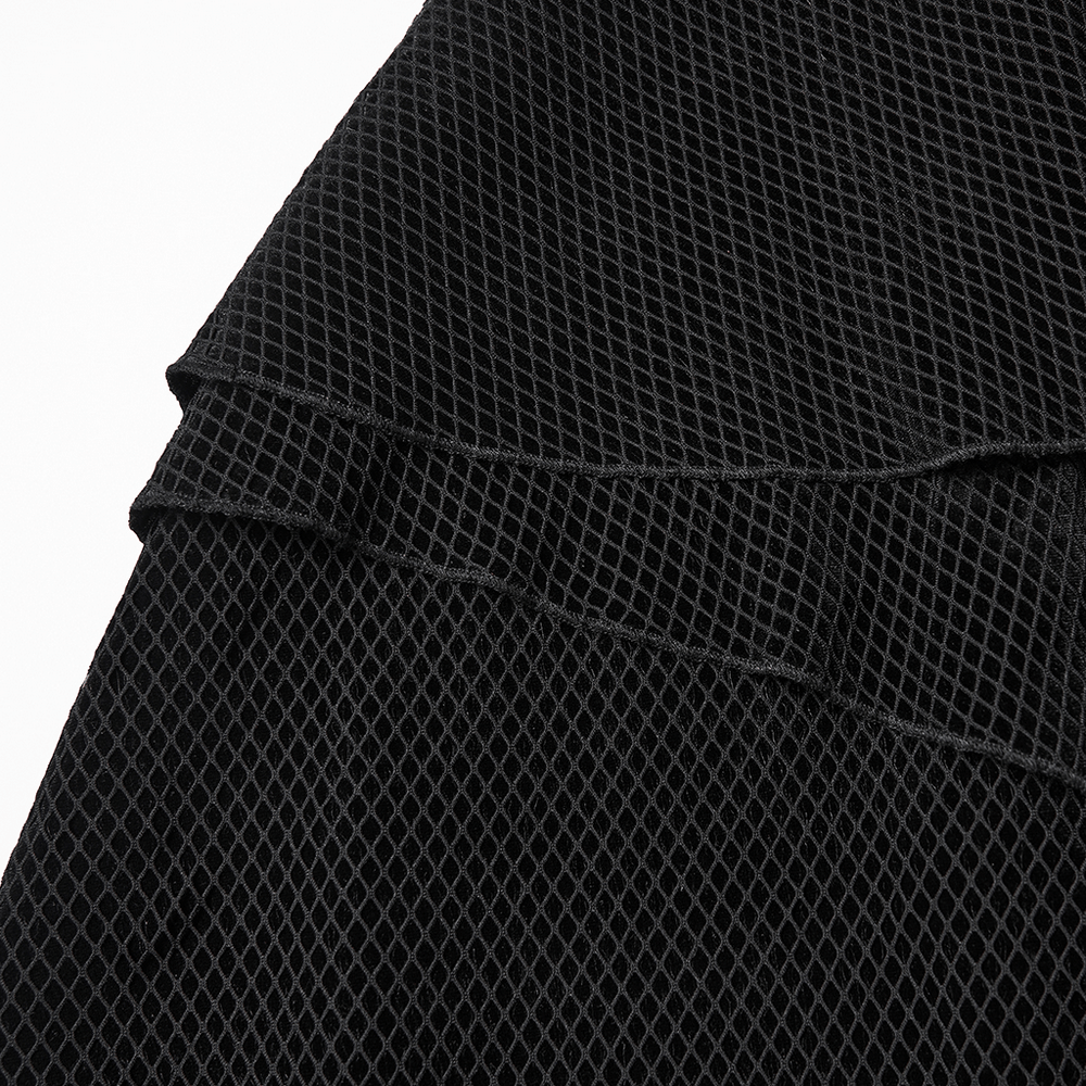 Gothic Black Mesh Dress with Rivet Waist and Layered Hem - image 10