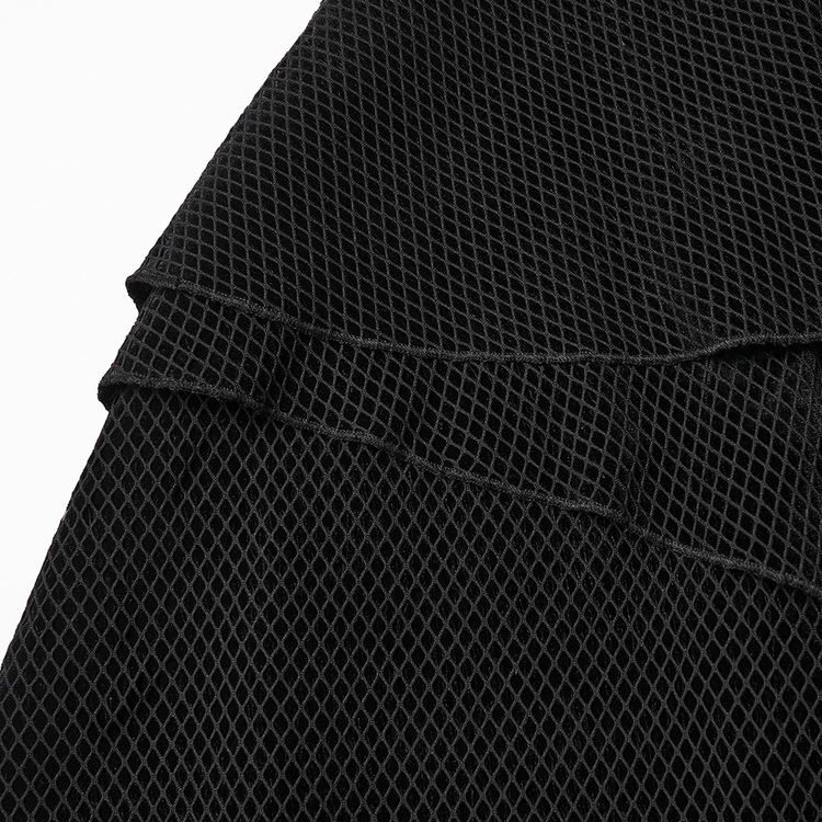 Gothic Black Mesh Dress with Rivet Waist and Layered Hem - image 10