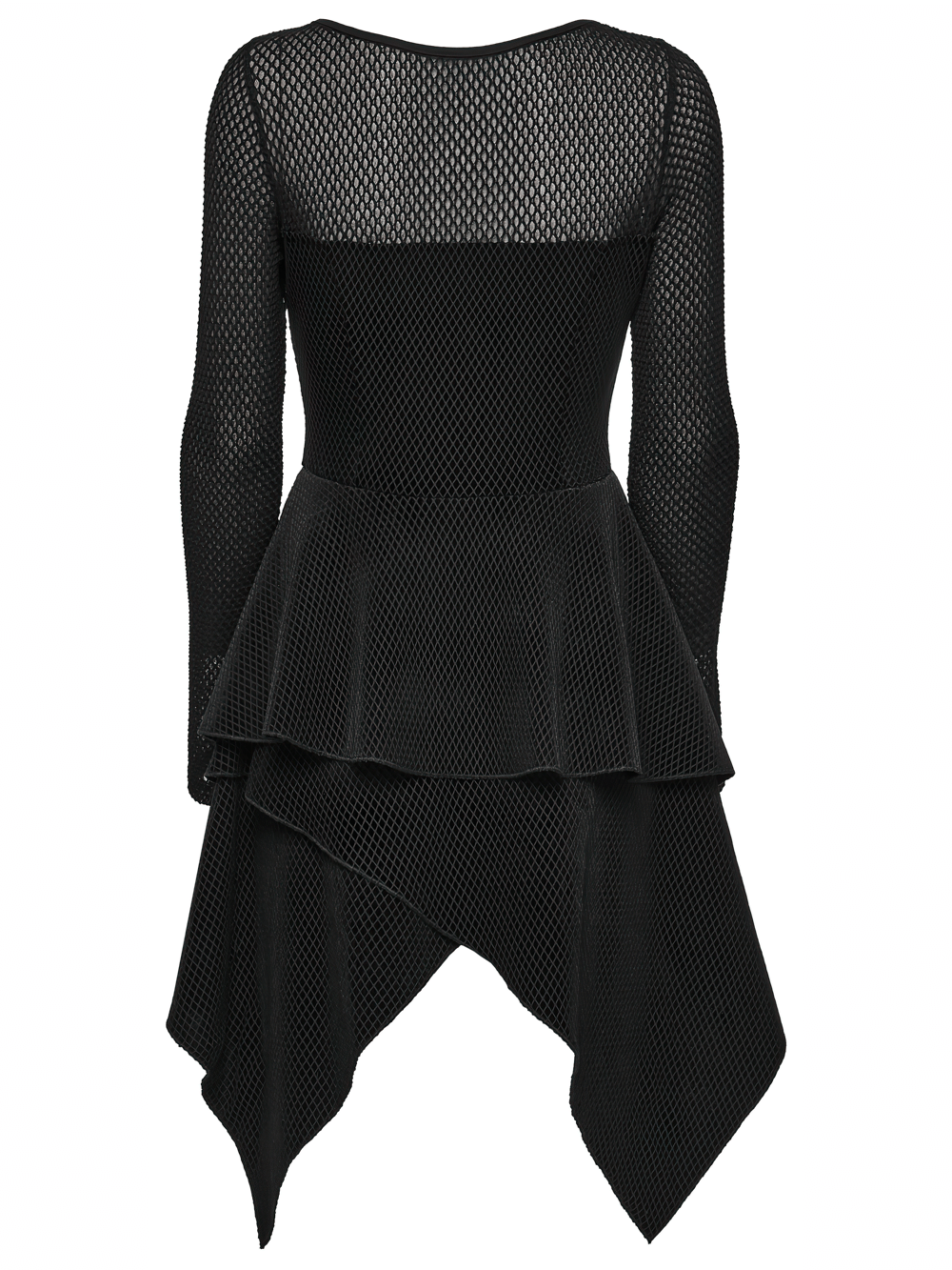 Gothic Black Mesh Dress with Rivet Waist and Layered Hem - image 6