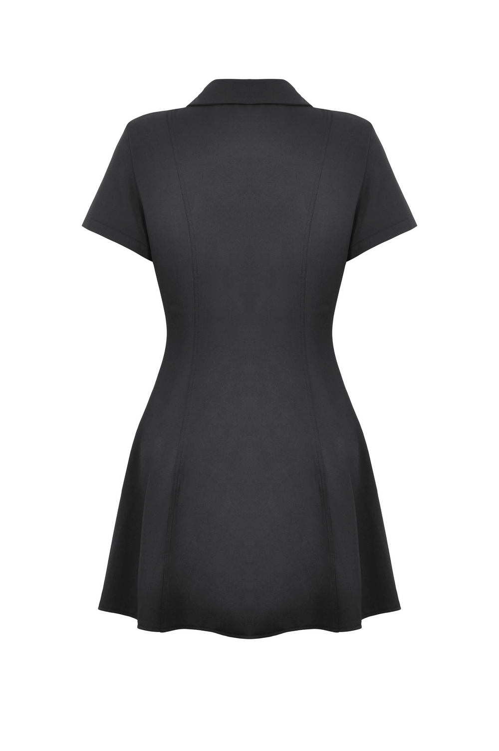 Gothic Black Mini Dress with Metal Studded Details - image 5